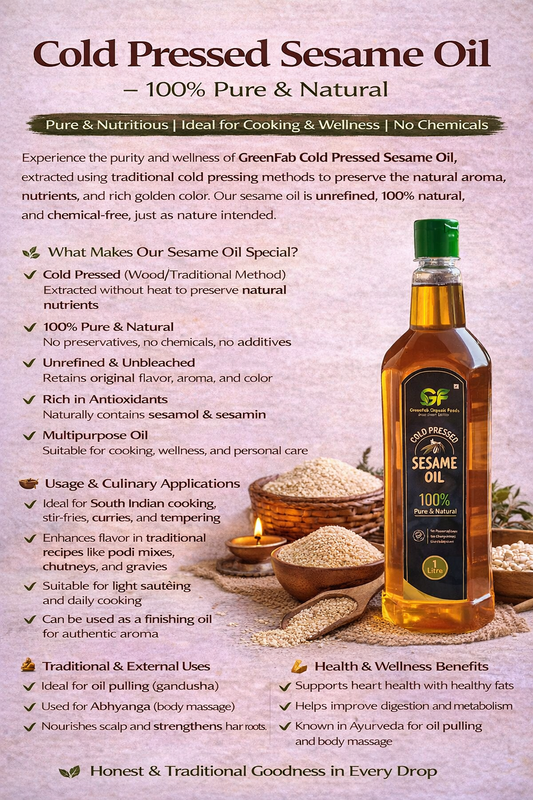 Cold Pressed Sesame Oil - 100% Pure Gingelly Oil