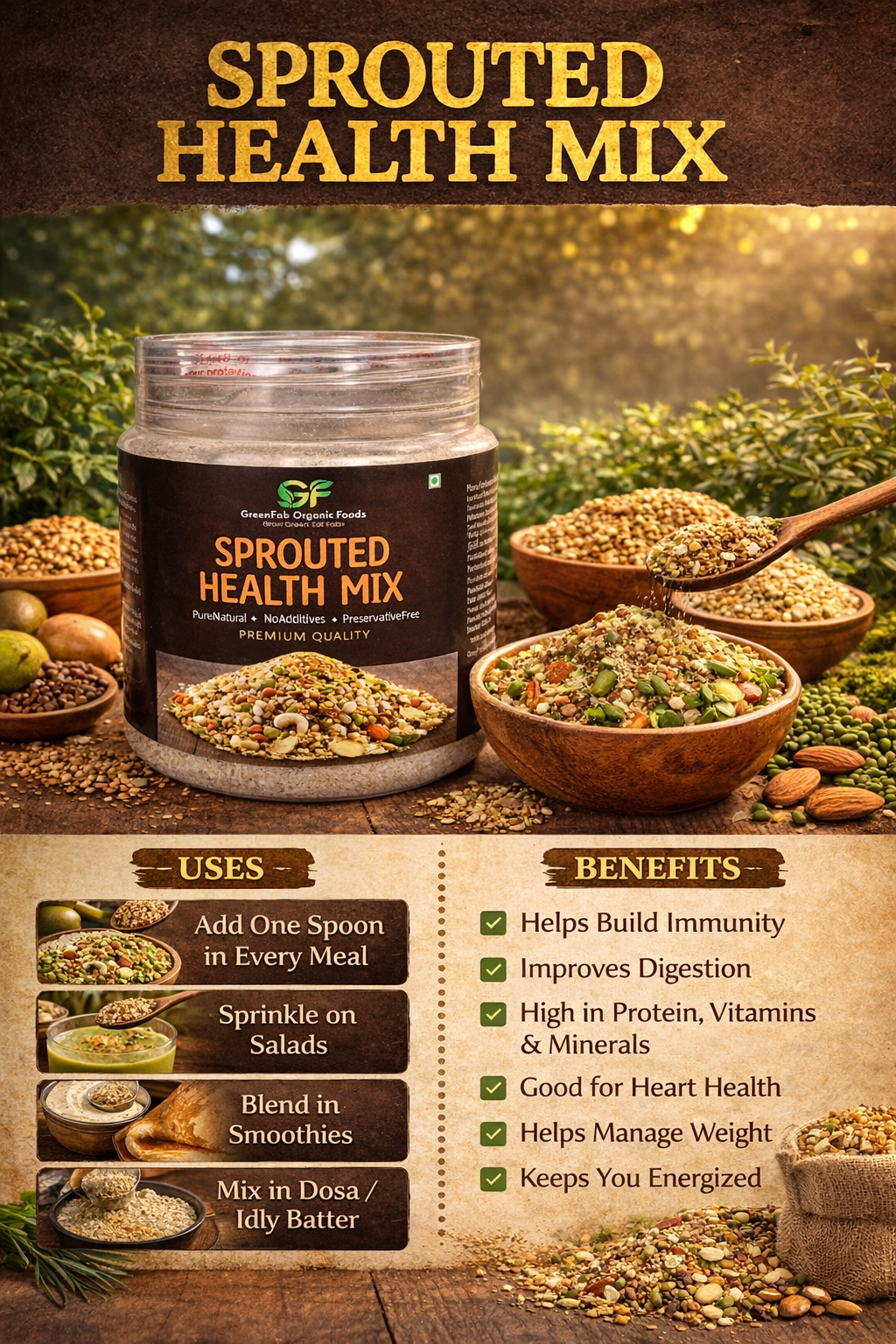 Sprouted Health Mix 250gm - Multigrain Nutrition Blend