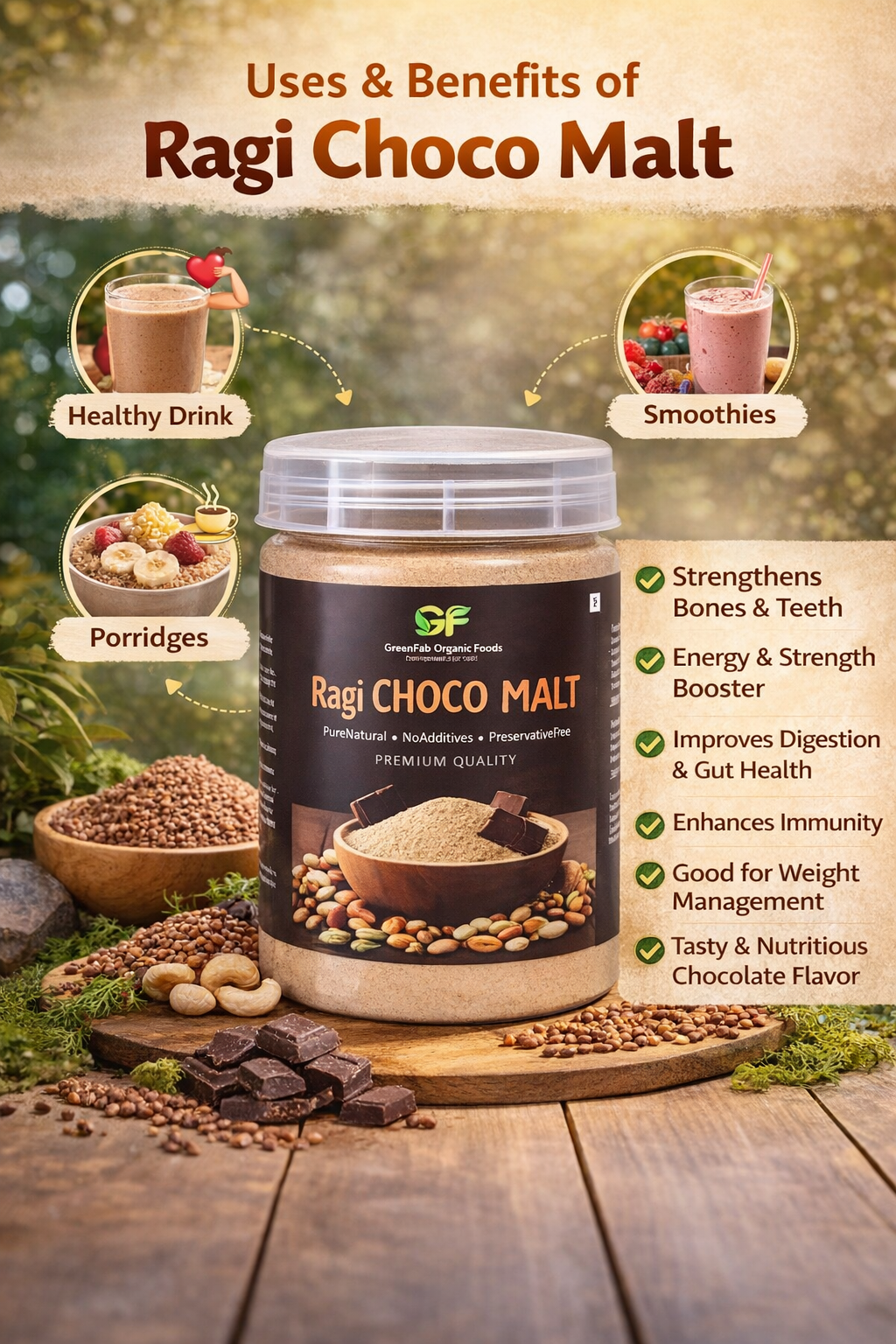Sprouted Ragi Choco Malt - Organic Finger Millet Health Drink