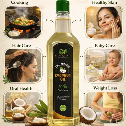 Cold Pressed Coconut Oil - Pure for Cooking, Hair & Skin