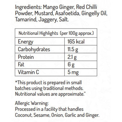 Mango Ginger Pickle (Manga Inji) 200 gm - Traditional Kerala Pickle