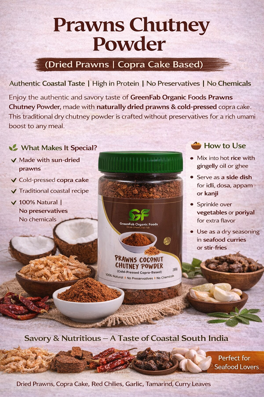 Prawns Chutney Powder 250gm - Traditional South Indian Seafood Chutney
