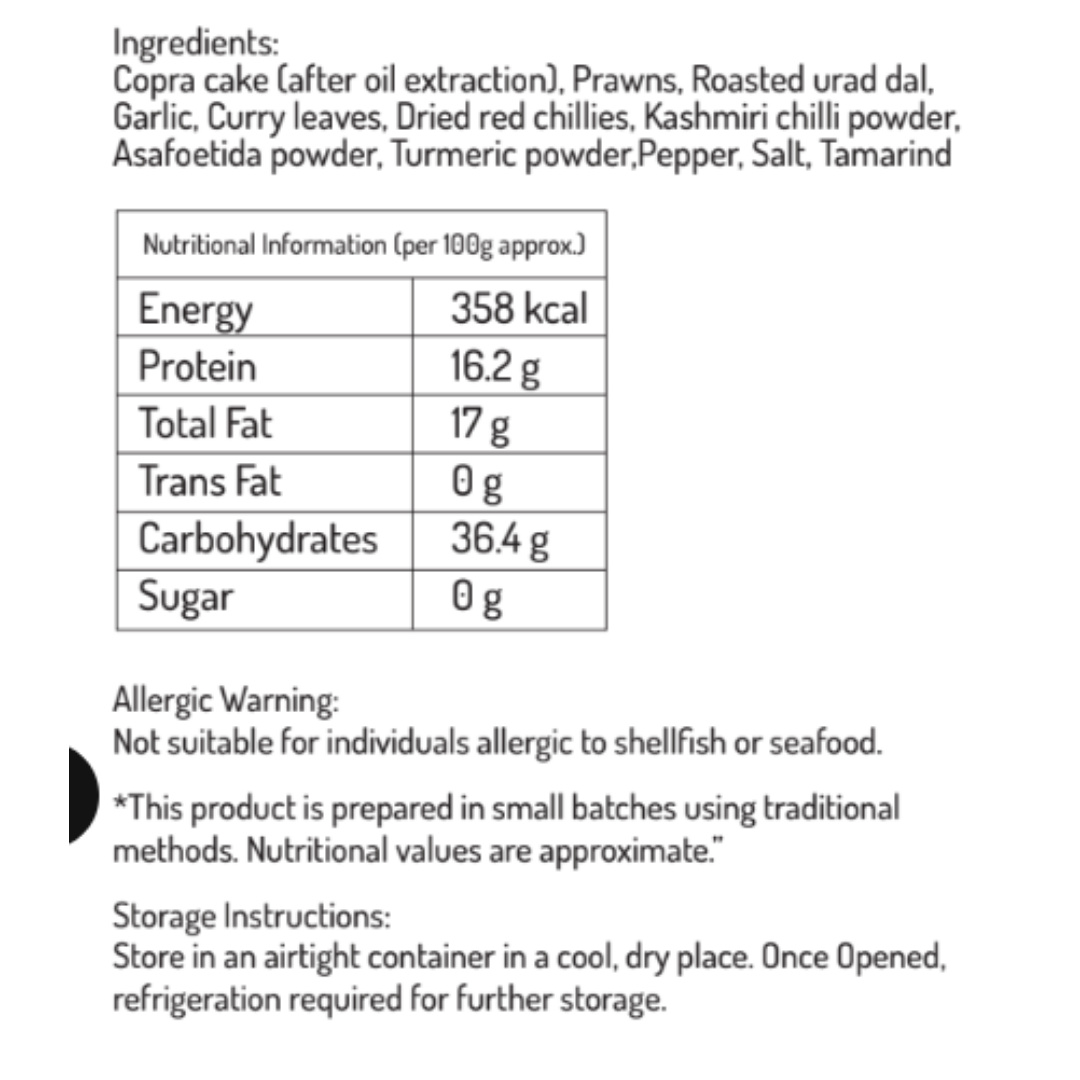 Prawns Chutney Powder 250gm - Traditional South Indian Seafood Chutney