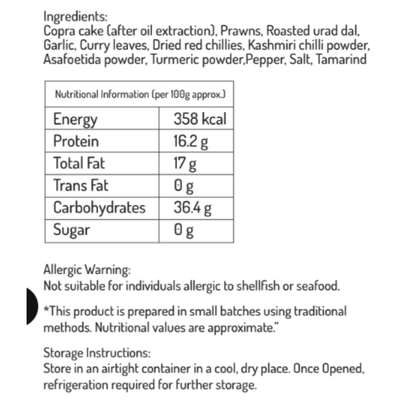 Prawns Chutney Powder 250gm - Traditional South Indian Seafood Chutney