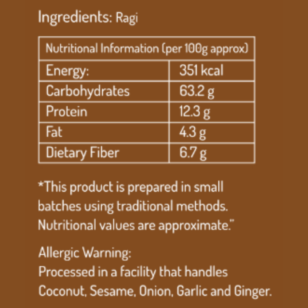 Sprouted Ragi Flour 500gm - High Calcium Baby Food & Porridge