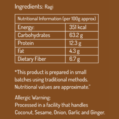 Sprouted Ragi Flour 500gm - High Calcium Baby Food & Porridge