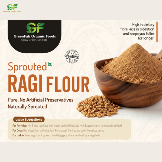Sprouted Ragi Flour 500gm - High Calcium Baby Food & Porridge