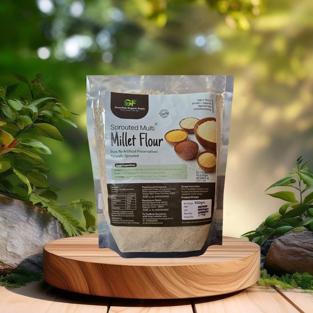 Sprouted Multi Millet Flour 500gm - High Fiber Diabetic-Friendly