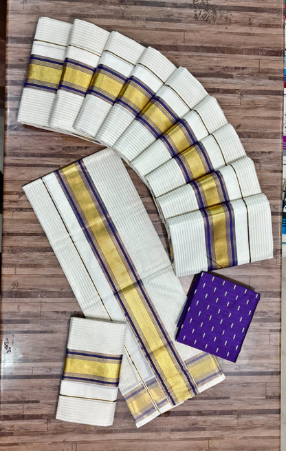 Elegant Cotton Set Mundu with Kasavu Strips
