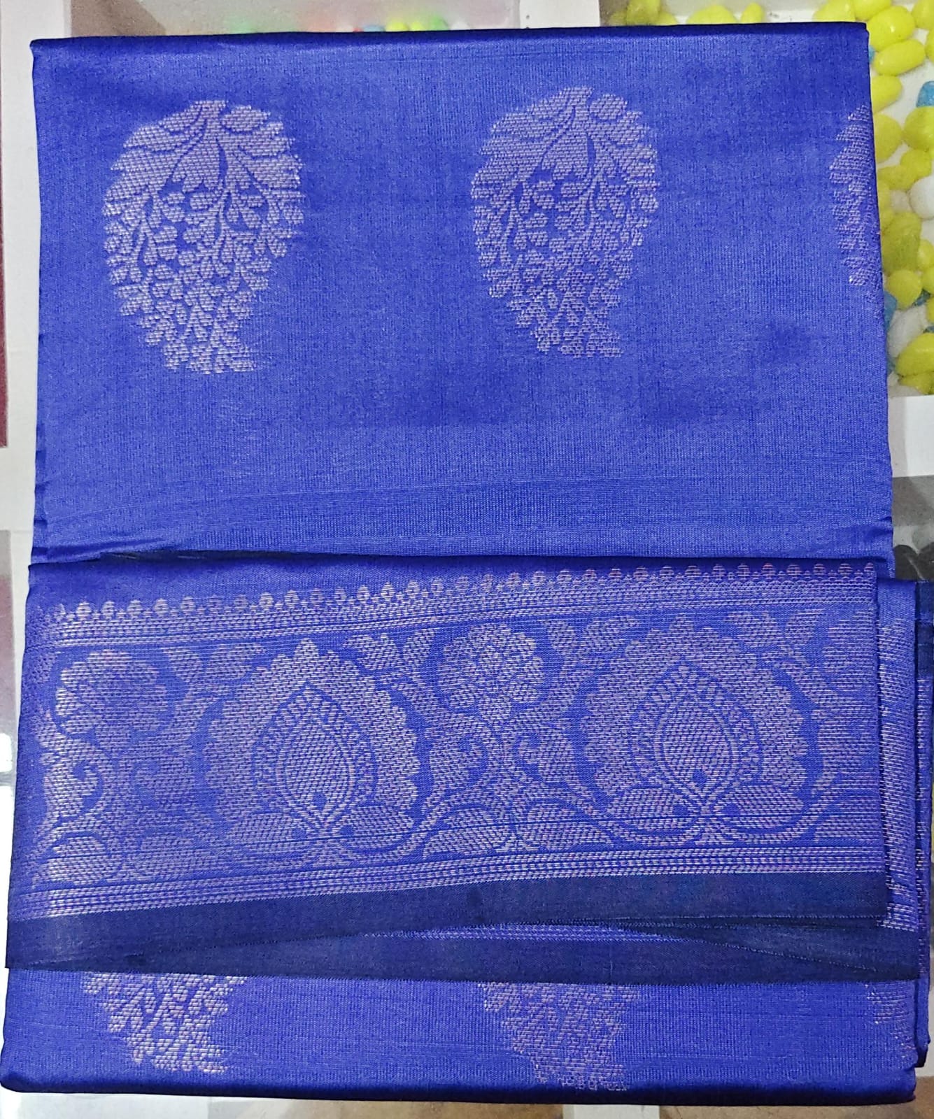 Soft Silk Saree with Elegant Zari Motifs & Traditional Border