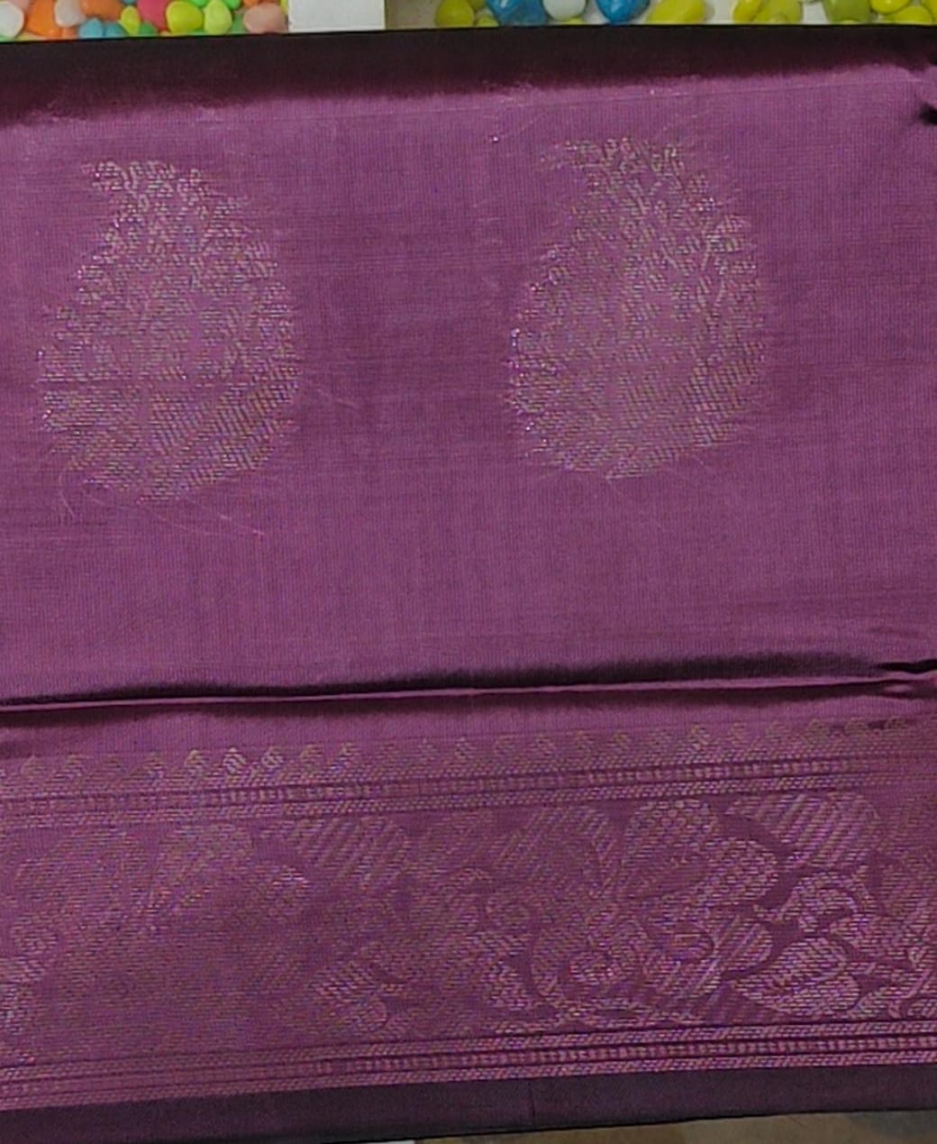 Soft Silk Saree with Elegant Zari Motifs & Traditional Border