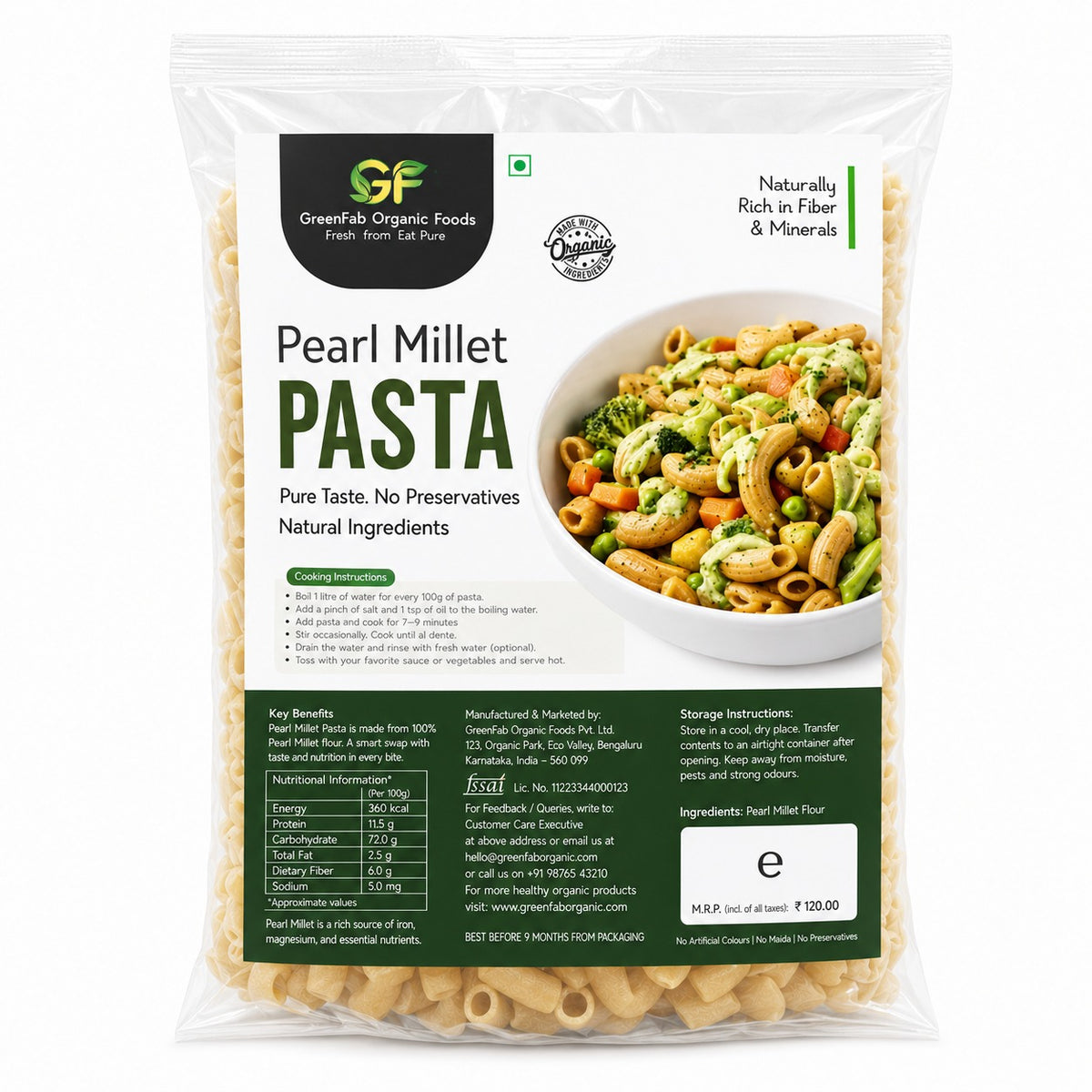 Bajra Pasta (Pearl Millet) 190gm - High Fiber & Protein