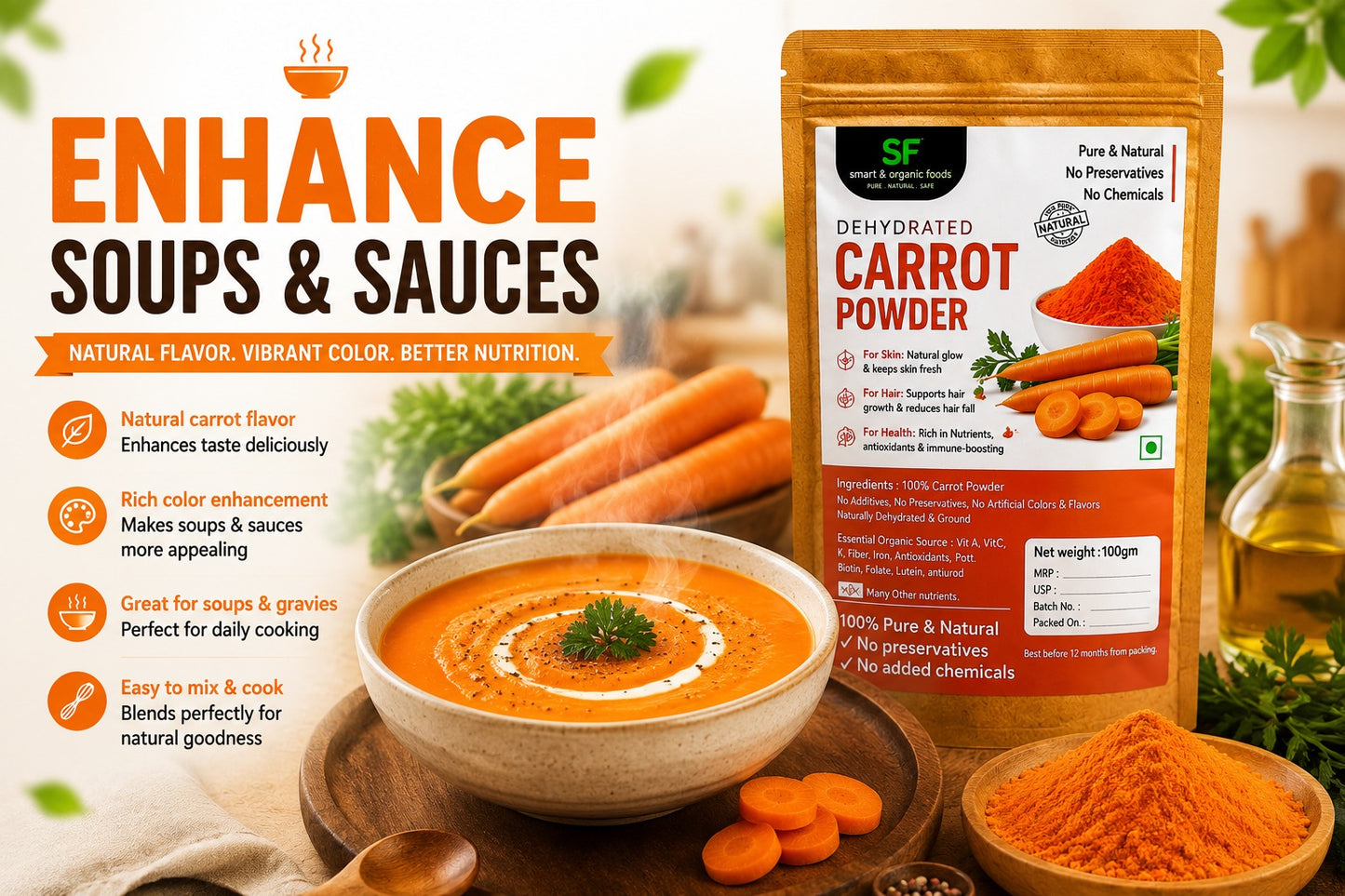 Carrot Powder 100gm - Natural Skin & Hair Care Superfood