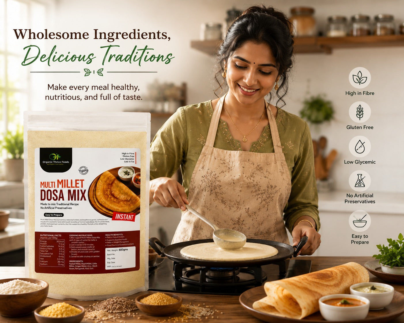 Multi Millet Dosa Mix - Instant Healthy Breakfast Mix