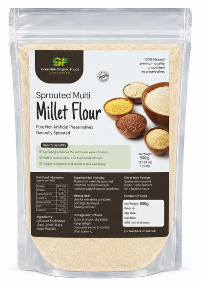 Sprouted Multi Millet Flour 500gm - High Fiber Diabetic-Friendly