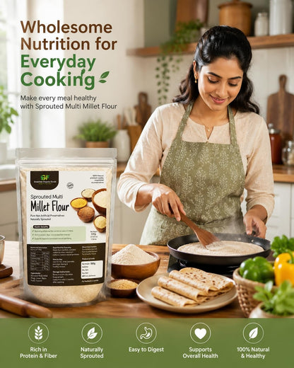 Sprouted Multi Millet Flour 500gm - High Fiber Diabetic-Friendly