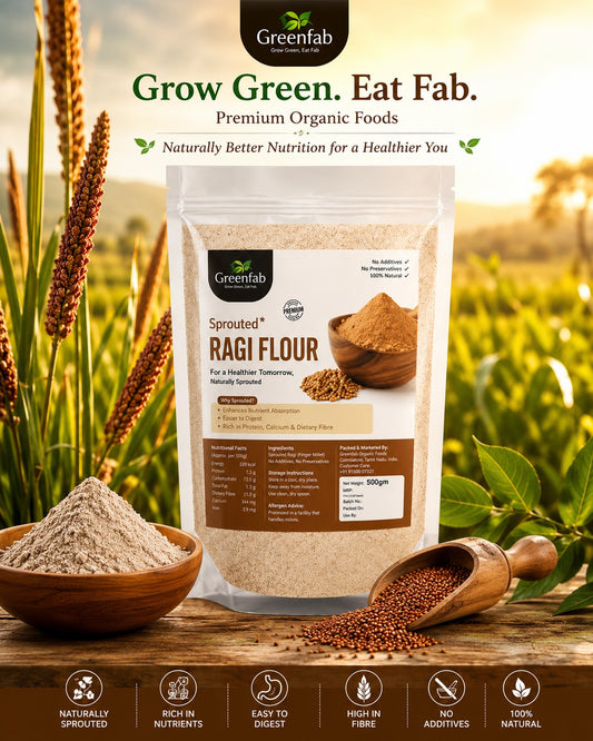 Sprouted Ragi Flour 500gm - High Calcium Baby Food & Porridge