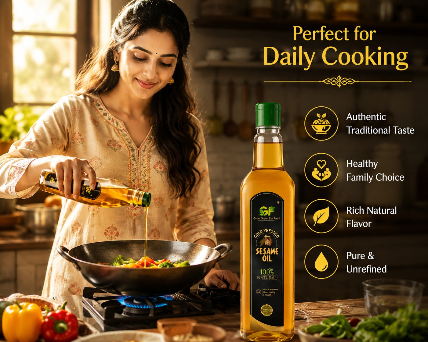 Cold Pressed Sesame Oil - 100% Pure Gingelly Oil
