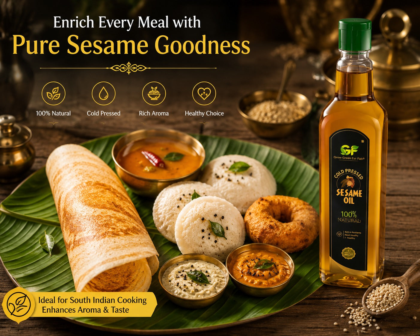 Cold Pressed Sesame Oil - 100% Pure Gingelly Oil