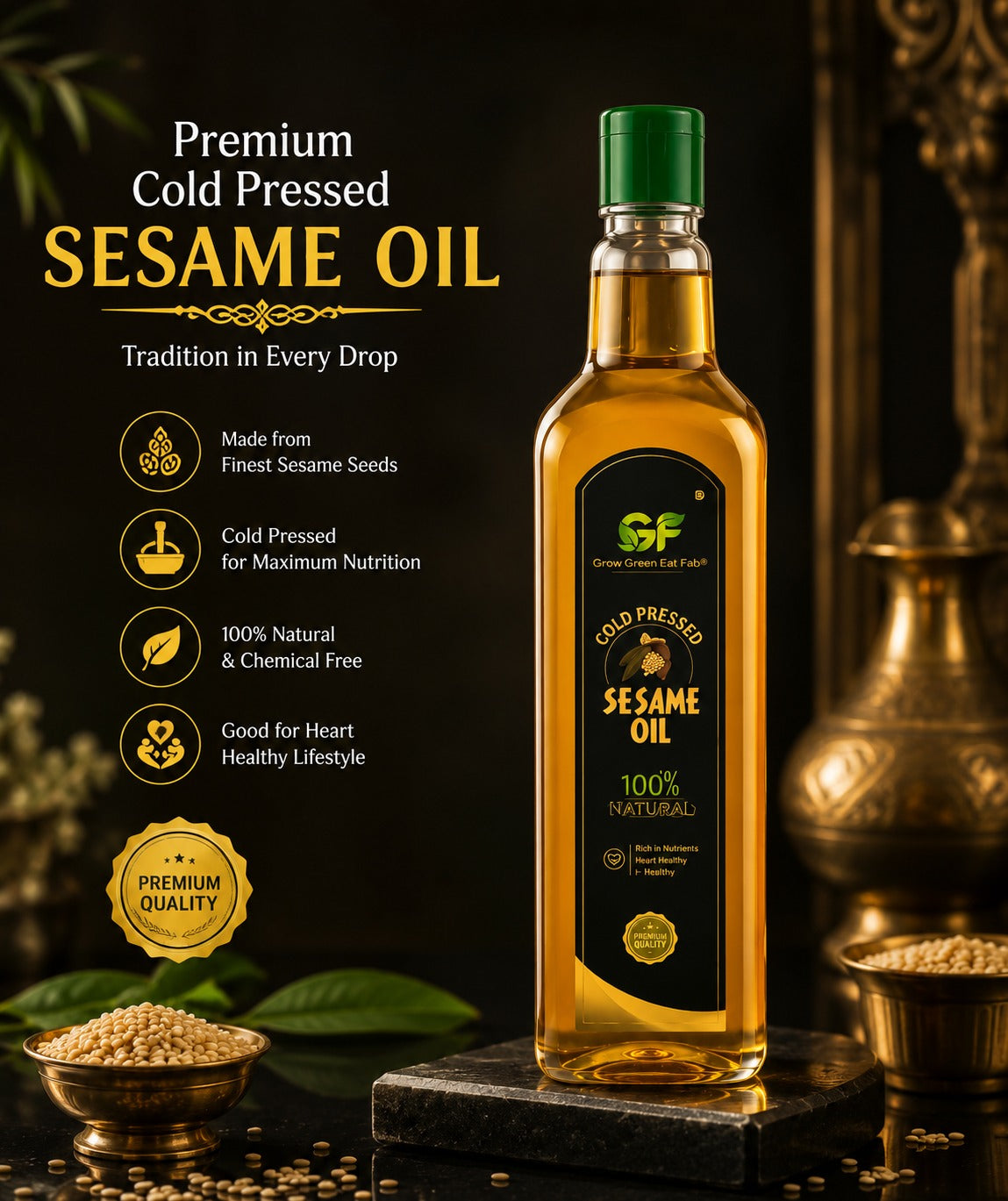 Cold Pressed Sesame Oil - 100% Pure Gingelly Oil
