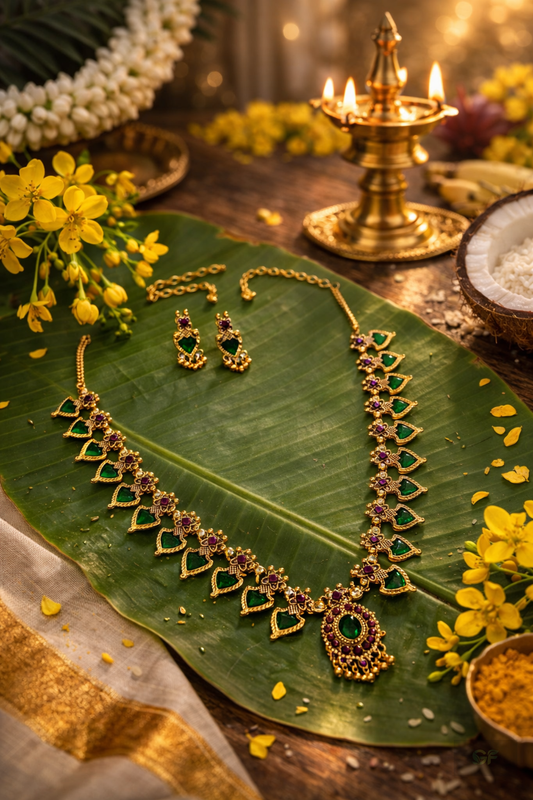 Traditional Palakka Mala Necklace Set